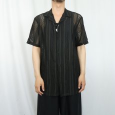 画像2: JUNY メッシュオープンカラーシャツ BLACK S (2)