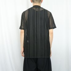 画像3: JUNY メッシュオープンカラーシャツ BLACK S (3)