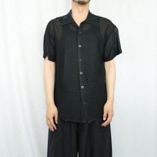 画像2: POSITANO USA製 ポリエステル×メタリックオープンカラーシャツ BLACK M (2)