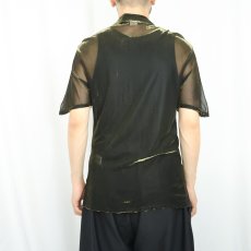 画像3: 90's Y.M.L.A. USA製 シースルーオープンカラーシャツ BLACK S (3)