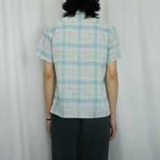 画像3: 50's WASHINGTON DEE CEE チェック柄 コットンオープンカラーシャツ M (3)