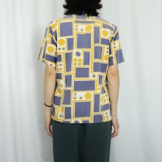 画像3: 60〜70's UNKNOWN ジオメトリック柄 イタリアンカラーコットンシャツ (3)