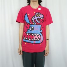 画像2: 90's JIM JAM USA製 大判 イラストプリントTシャツ L (2)