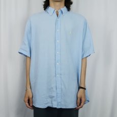 画像2: Ralph Lauren "BLAKE" ロゴ刺繍 リネンボタンダウンシャツ L (2)