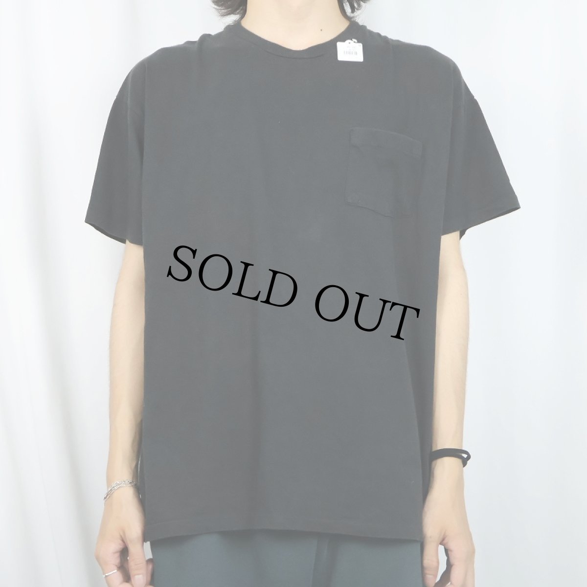 画像2: 90's Hanes USA製 無地ポケットTシャツ BLACK XL (2)