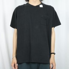 画像2: 90's Hanes USA製 無地ポケットTシャツ BLACK XL (2)