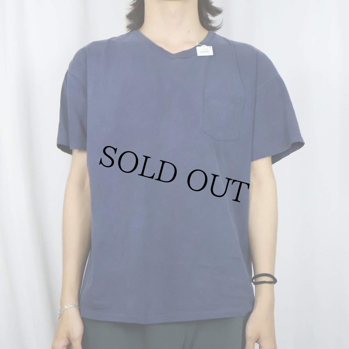 画像2: 90's Hanes USA製 無地ポケットTシャツ NAVY XL (2)