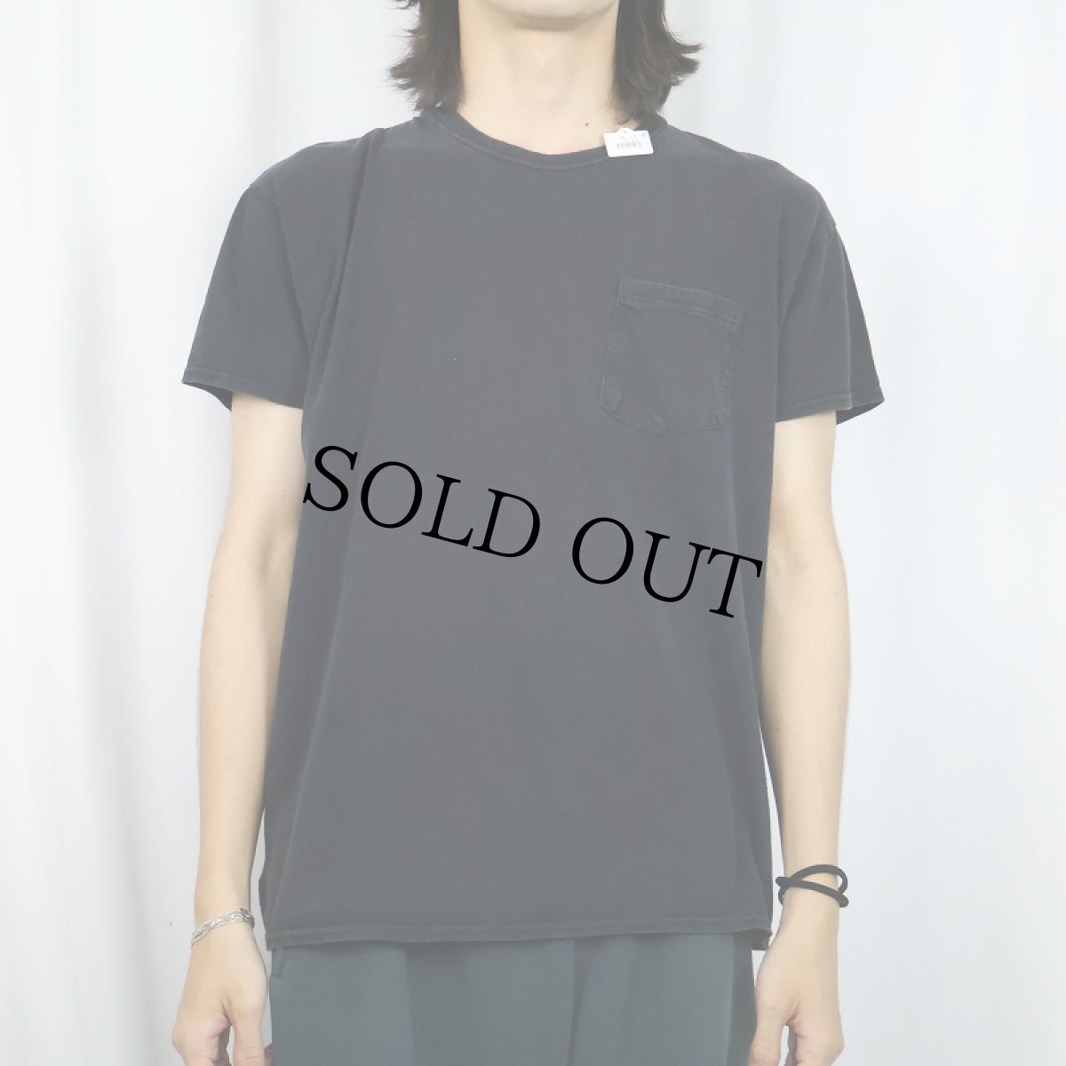 画像2: 90's〜 無地ポケットTシャツ BLACK M (2)