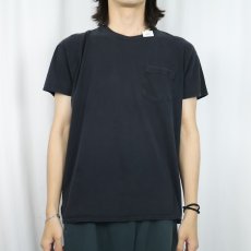 画像2: 90's〜 無地ポケットTシャツ BLACK M (2)