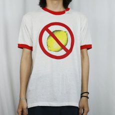 画像2: 80's USA製 "NO LEMONS" レモンプリント リンガーTシャツ XL (2)