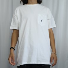画像2: 90's POLO Ralph Lauren USA製 ロゴ刺繡 無地ポケットTシャツ M (2)