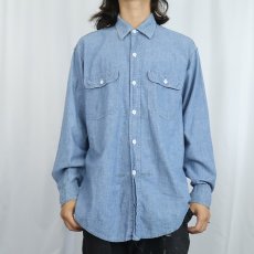 画像2: 80's BIG MAC USA製 シャンブレーシャツ L (2)