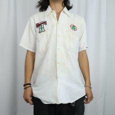 画像2: 60〜70's TWO-FIFTYS ワッペン付き ポリエステル×コットンシャツ (2)