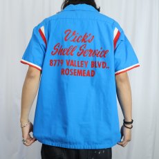 画像4: 60's Hilton USA製 "Vick's Shell Service" フロッキープリント コットンボウリングシャツ (4)