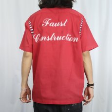 画像4: 70's NAT NAST "Faust Construction" チェーン刺繍 コットンボウリングシャツ (4)