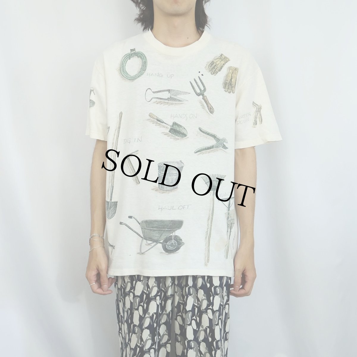 画像2: 90's rel-e-vant products USA製 農具プリントTシャツ L (2)