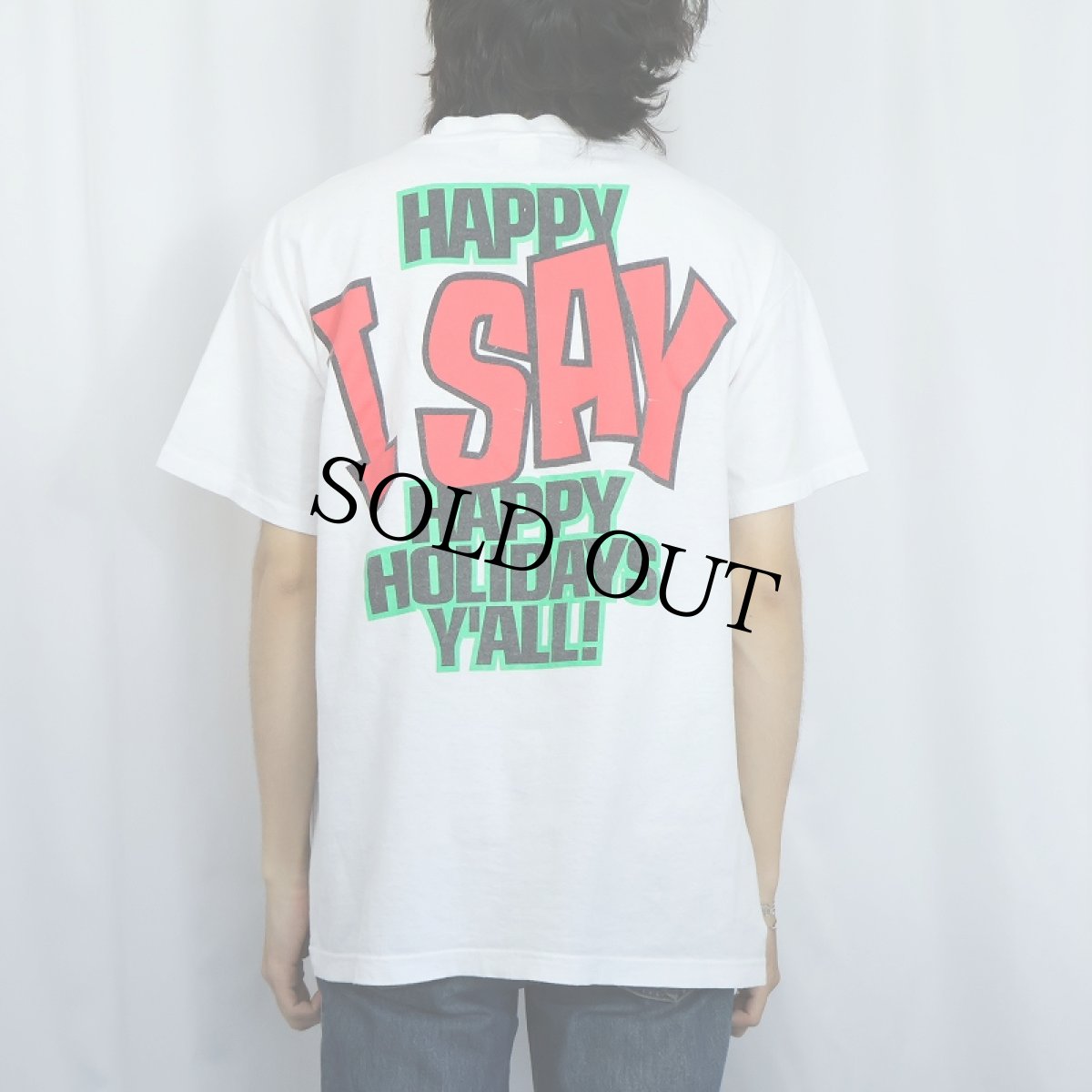 画像4: 90's Foghorn Leghorn USA製 "HAPPY I SAY HAPPY HOLIDAYS Y'ALL!" キャラクタープリントTシャツ (4)