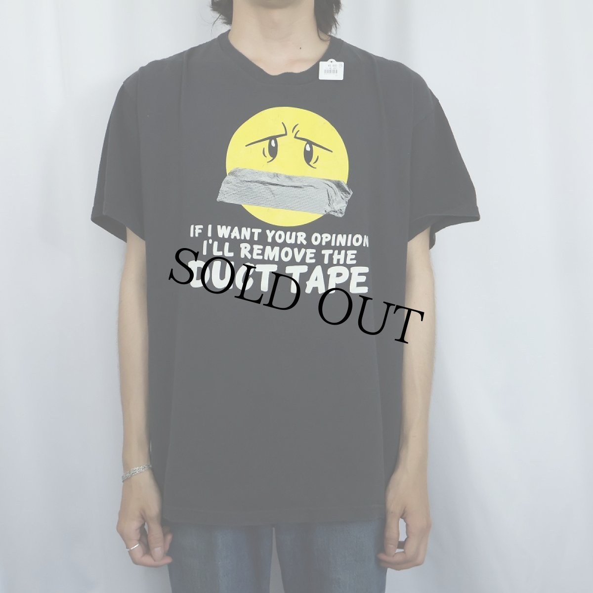 画像2: "IF I WANT YOUR OPINION I'LL REMOVE THE DUCT TAPE" ジョークプリントTシャツ BLACK (2)