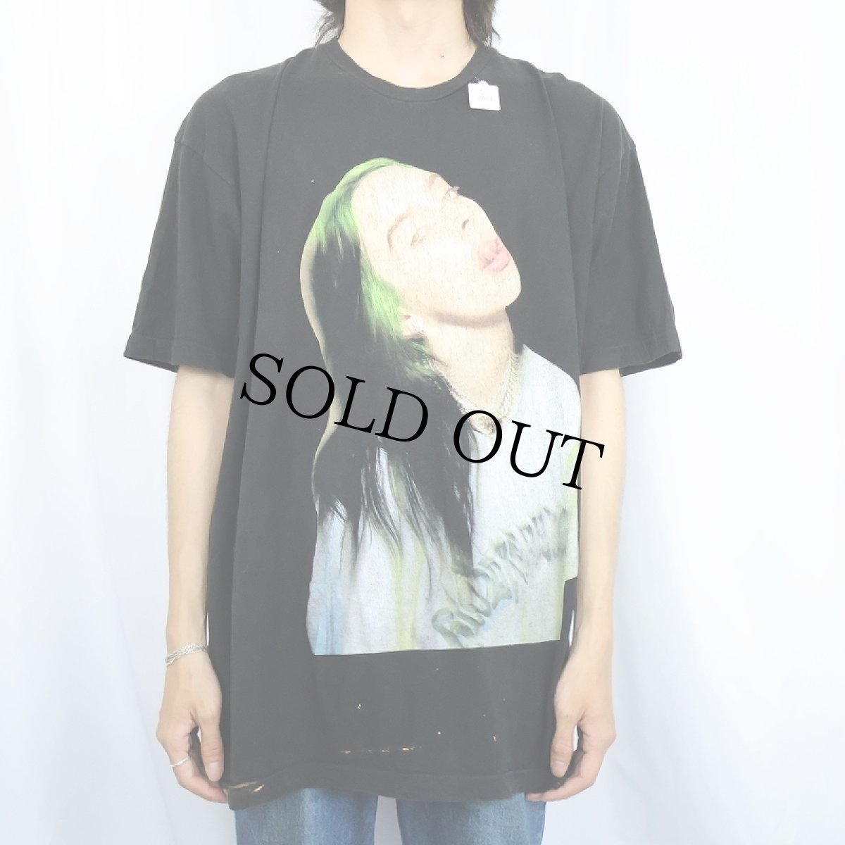 画像2: Billie Eilish ミュージシャンフォトプリントTシャツ BLACK XXL (2)