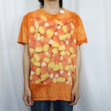 画像2: 2000's "CANDY CORN" タイダイ お菓子プリントTシャツ L (2)
