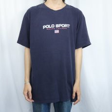 画像2: 90's POLO SPORT Ralph Lauren ロゴプリントTシャツ NAVY XL (2)
