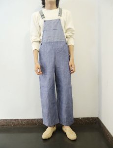 画像2: 50's FRENCH MILITARY オーバーオールカスタム リネンセーラーパンツ "ワンウォッシュ" DEADSTOCK 【W31 L30】 (2)