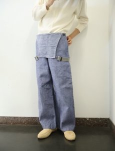 画像4: 50's FRENCH MILITARY オーバーオールカスタム リネンセーラーパンツ "ワンウォッシュ" DEADSTOCK 【W31 L30】 (4)