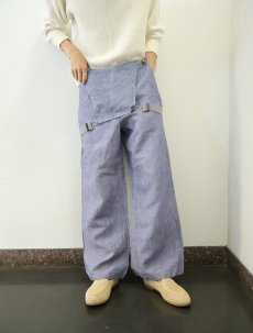 画像4: 50's FRENCH MILITARY オーバーオールカスタム リネンセーラーパンツ "ワンウォッシュ" DEADSTOCK 【W32 L28】 (4)