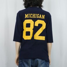 画像4: 80's Champion トリコタグ USA製 "MICHIGAN 82" フットボールTシャツ NAVY M (4)
