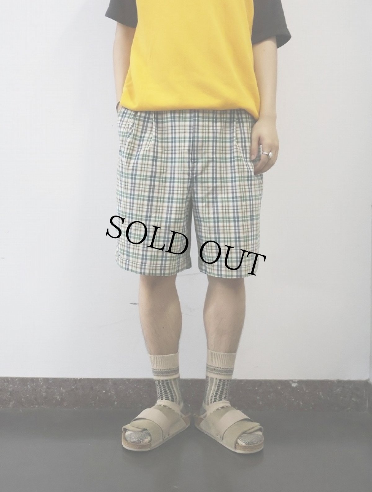 画像2: 90's LANDS' END USA製 チェック柄 2タック コットン×ポリエステルショーツ W31 (2)