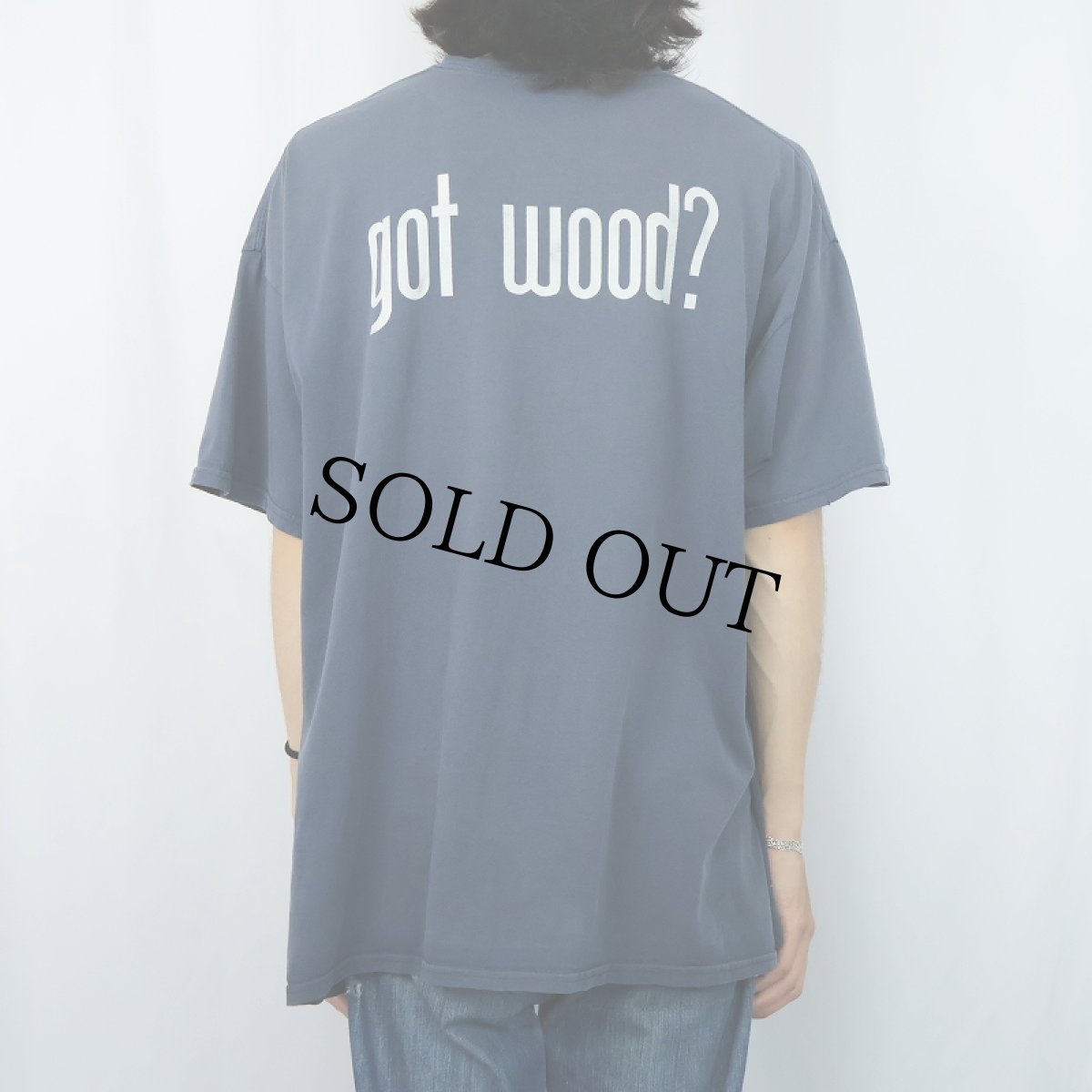 画像4: "got wood?" パロディプリントTシャツ NAVY (4)