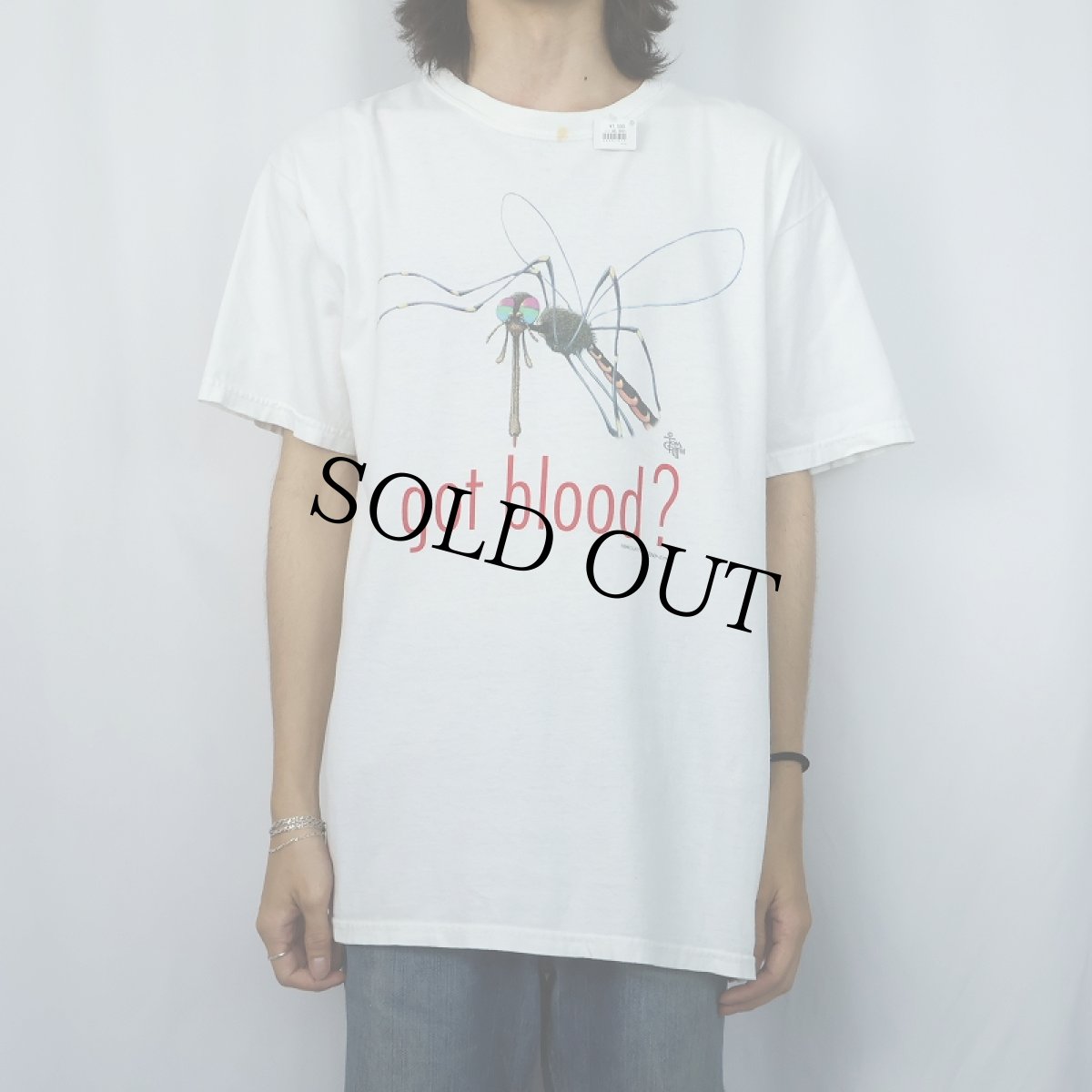 画像2: 90's "got blood?" パロディプリントTシャツ L (2)