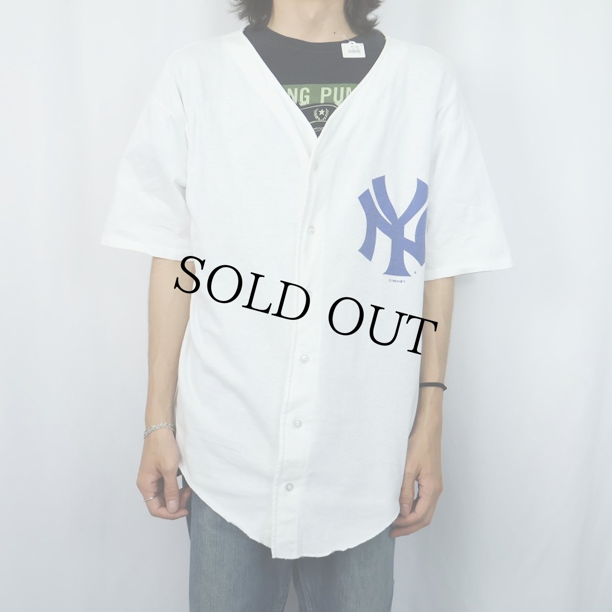 画像3: 90's  New York Yankees USA製 ロゴプリント ベースボールシャツ XL (3)