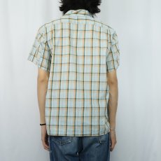 画像3: 50〜60's Galey & Lord 柄織り×チェック柄 コットンオープンカラーシャツ M (3)