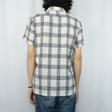 画像3: 50〜60's ARROW USA製 チェック柄 コットンオープンカラーシャツ S (3)