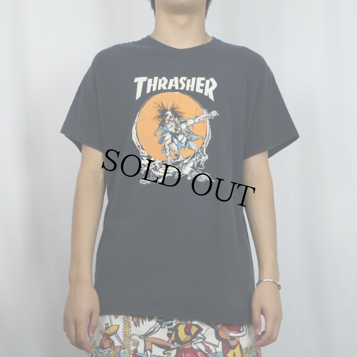画像2: THRASHER×PUSHEAD グラフィックアートプリントプリントTシャツ BLACK L (2)