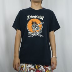 画像2: THRASHER×PUSHEAD グラフィックアートプリントプリントTシャツ BLACK L (2)