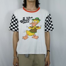 画像2: ~80's "I like Enten tanz" コットン×ビスコース イラストプリントTシャツ  (2)