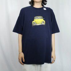 画像3: "Volkswagen Beetle" 車プリントTシャツ NAVY XL (3)
