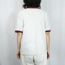画像3: 90's Champion USA製 青刺繍タグ後期 チョコチン リンガーTシャツ L (3)
