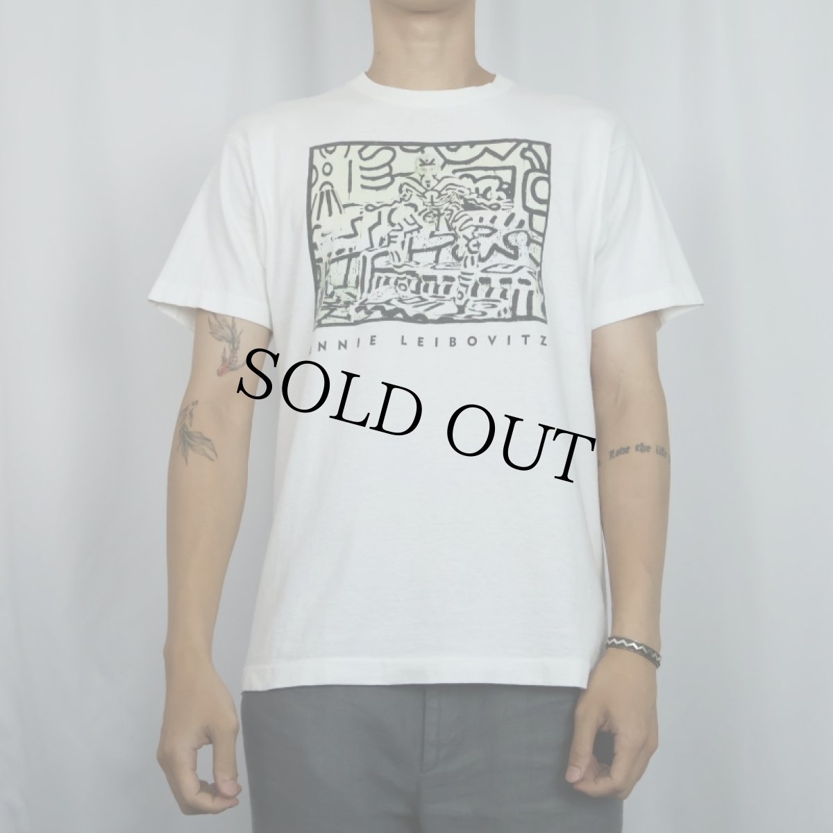 画像2: 90's Keith Haring by ANNIE LEIBOVITZ USA製 フォトアートプリントTシャツ L (2)