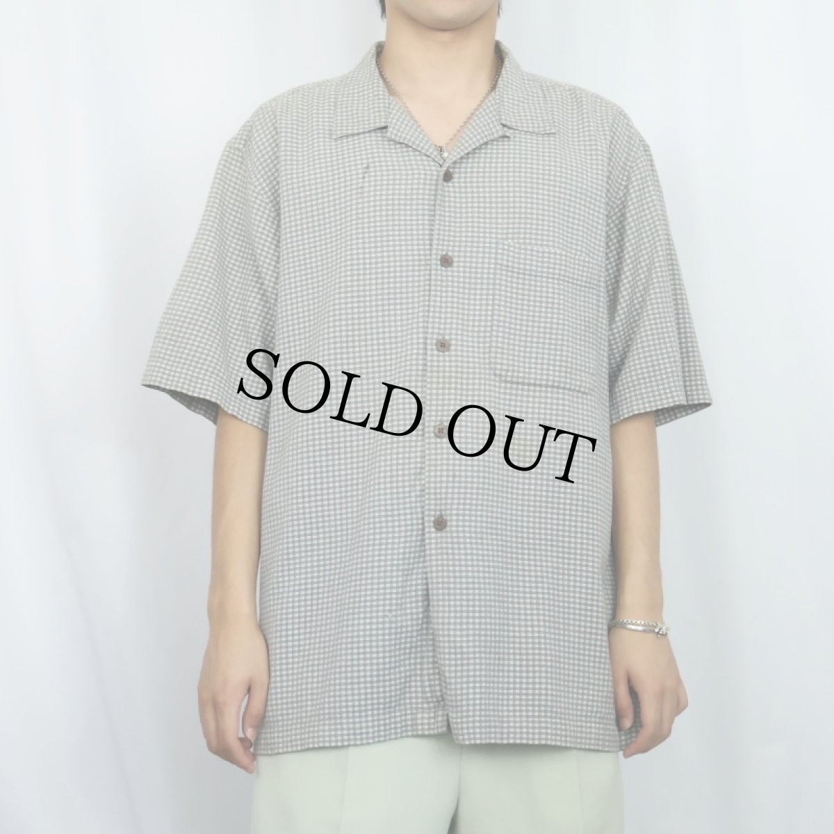 画像2: ARROW KHAKIS チェック柄 コットンオープンカラーシャツ L (2)
