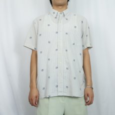 画像2: POLO Ralph Lauren "CLASSIC FIT" 3点留め 犬プリント×ストライプ柄 シアサッカーボタンダウンシャツ M (2)