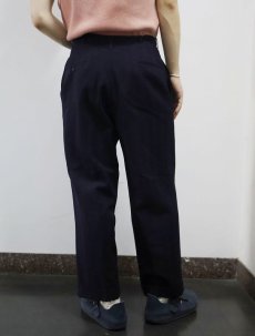 画像2: 50〜60's ヘリンボーン織り ウールスラックス NAVY W31 (2)