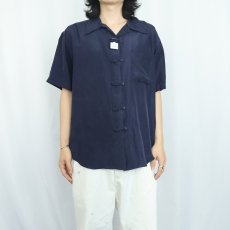 画像2: Marnie WEST シルクオープンカラーシャツ NAVY S (2)