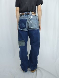 画像4: 【SALE】 2000's Levi's 517 BOOT CUT レザーパッチワーク リメイクデニムパンツ W39 (4)