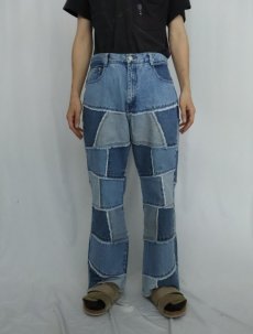 画像2: 90s Arizona Jeans パッチワークデザイン デニムパンツ W33 (2)