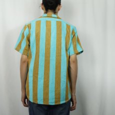 画像3: OAS ストライプ柄 パイルビーチシャツ M (3)