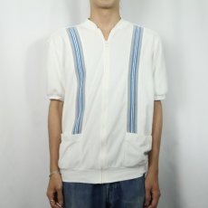 画像2: 80〜90's Jantzen USA製 パイル ジップビーチシャツジャケット (2)