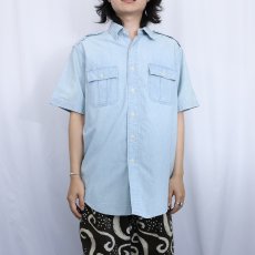 画像2: POLO Ralph Lauren 猫目ボタン シャンブレーシャツ L (2)